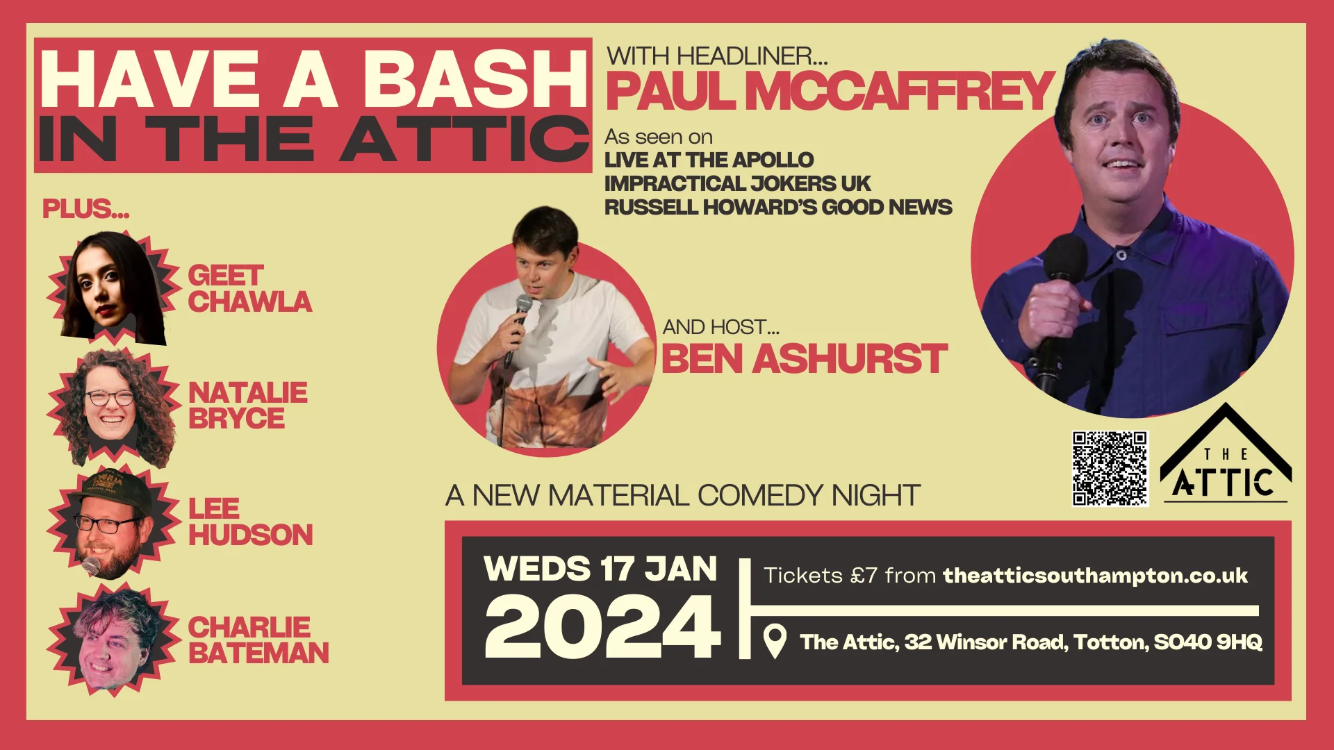 Southampton Comedy Night with Paul McCaffrey & Friends - Wednesday 17th January